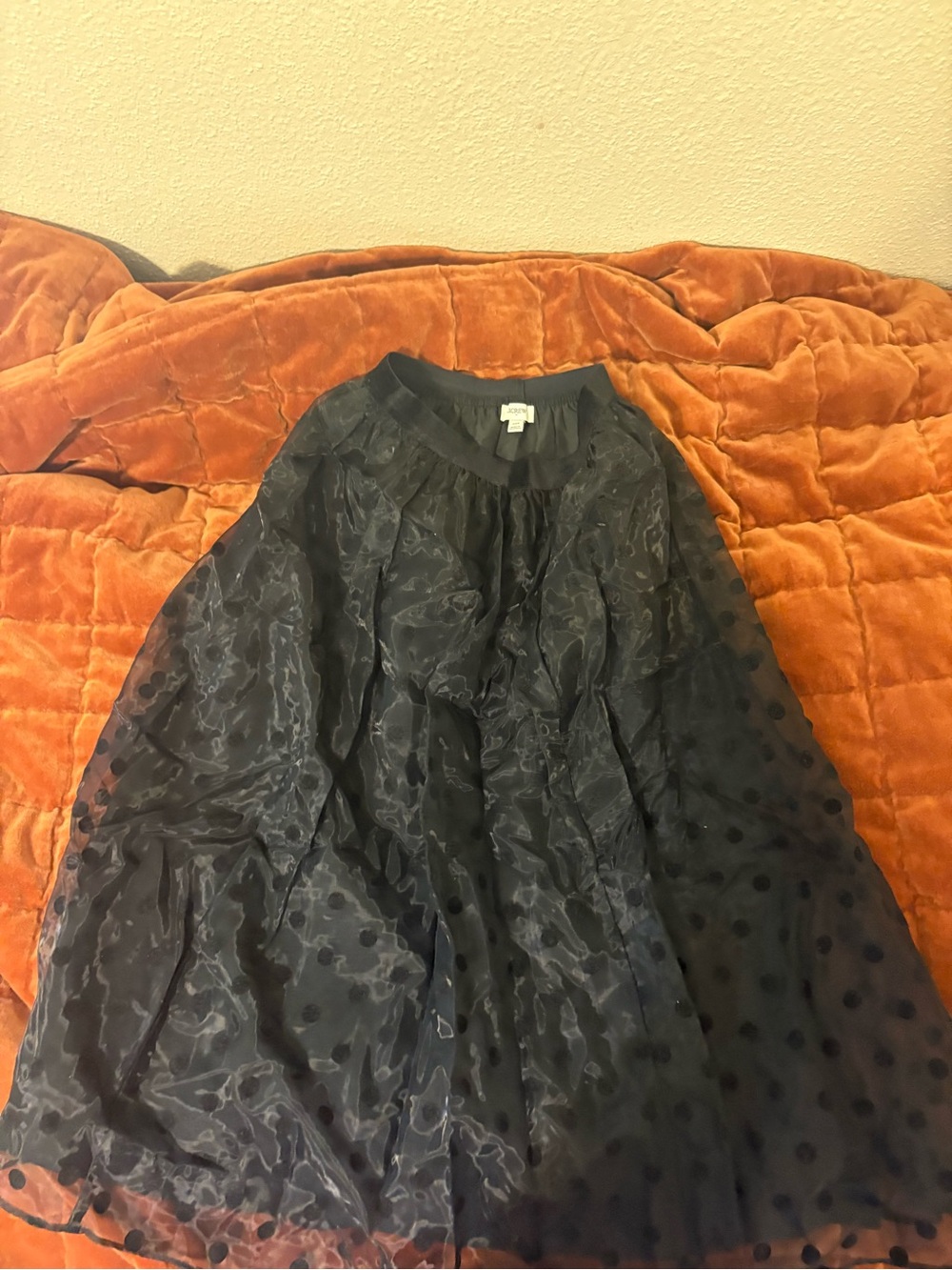 J crew full Black Polka Dot Midi Skirt